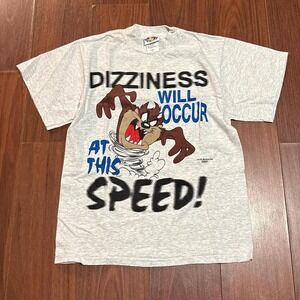 V Looney Tunes Taz Dizziness Will Occur at This Speed Grey Shirt Size Youth XL